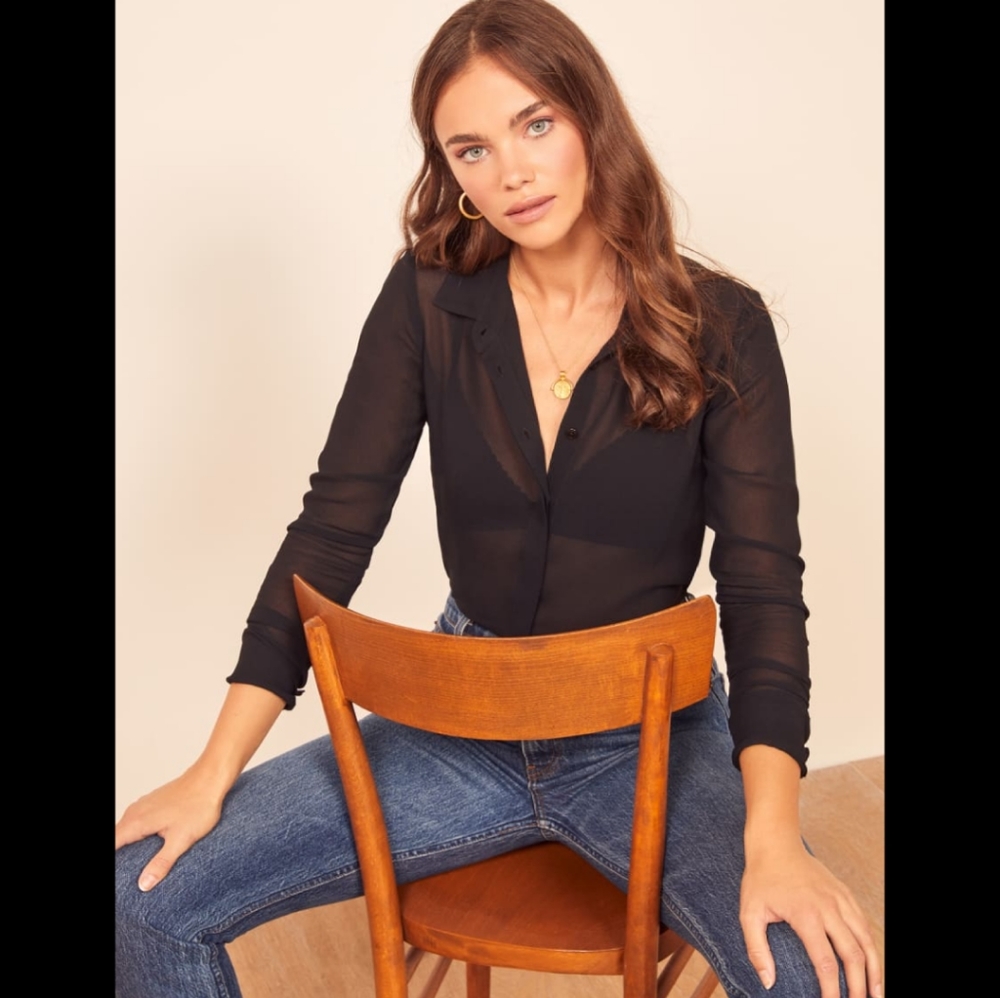 Reformation Violet Top in Black. NWT XS